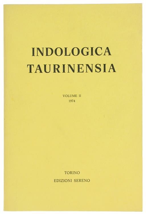 Indologia Taurinensia. Volume II. 1974 - copertina