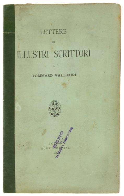Lettere di Illustri Scrittori a Tommaso Vallauri - copertina