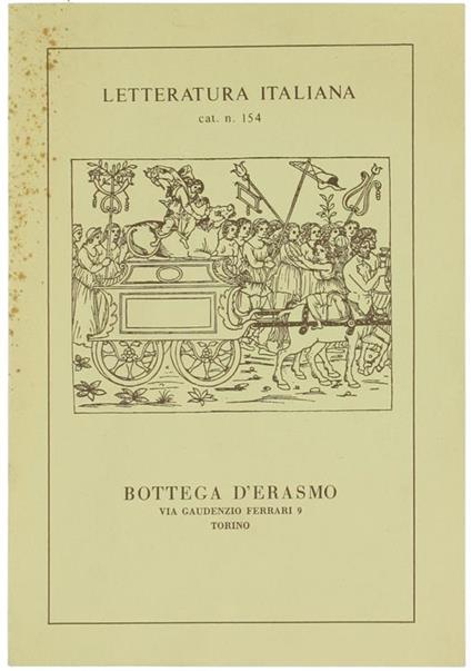 Letteratura Italiana. Catalogo 154 - copertina