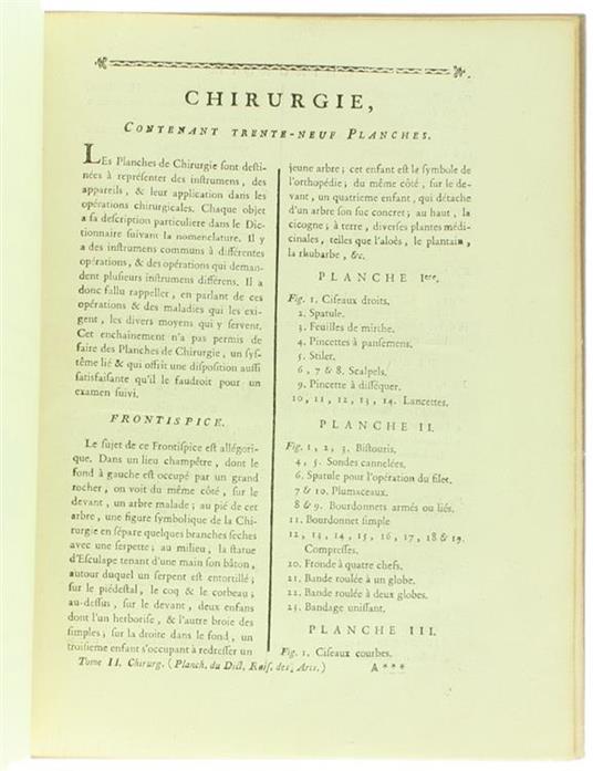 Chirurgie, Conténant Trente-Neuf Planches. Recueil de Planches Pour la Nouvelle Edition du Dictionnaire Raisonné des Science, des Arts et des Métiers, Avec Leur Explication. Tome Second - Denis Diderot - 2