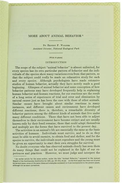 More About Animal Behavior - Ernest P. Walker - copertina