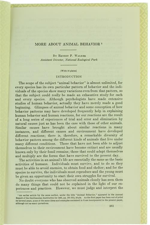 More About Animal Behavior - Ernest P. Walker - copertina