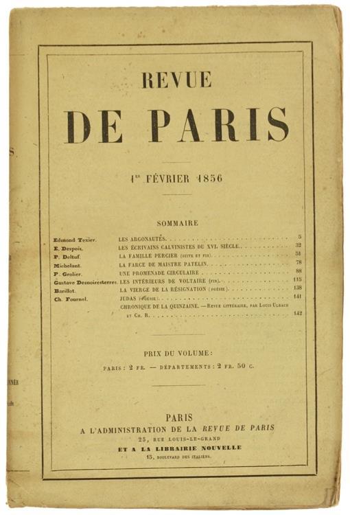 Revue De Paris. 4E Année. 1Er Février 1856 (Edition Originale) - copertina
