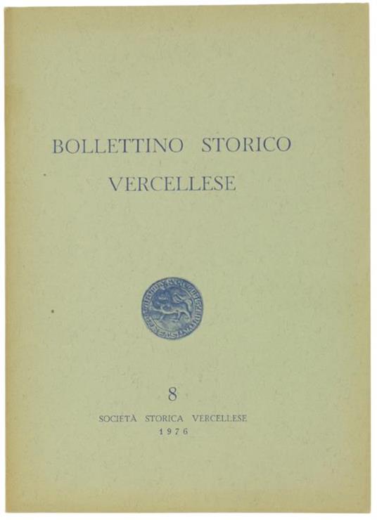 Bollettino Storico Vercellese N. 8 (Anno V. N. 1) - copertina