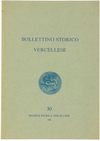 Bollettino Storico Vercellese N. 30 (Anno Xvii. N. 1) - copertina