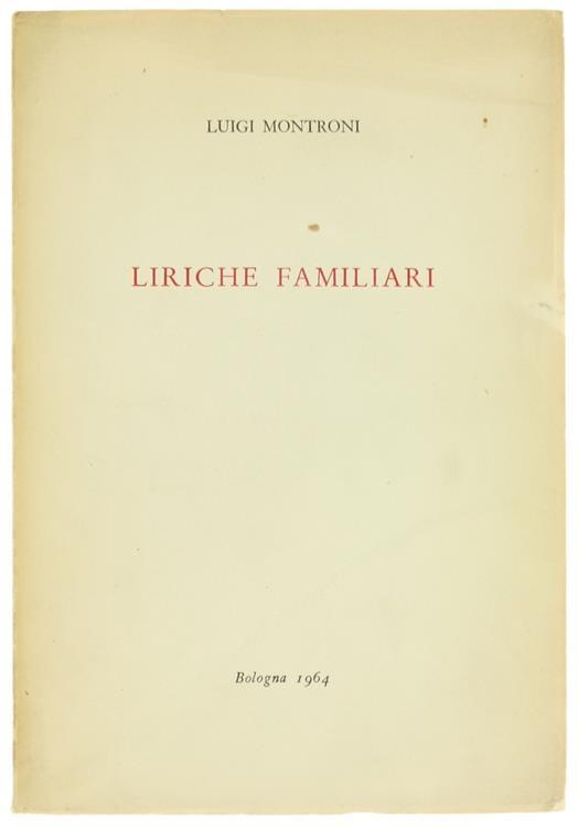 Liriche Familiari - Luigi Montroni - copertina