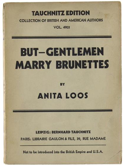 But Gentlemen Marry Brunettes - Anita Loos - copertina