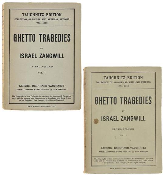 Ghetto Tragedies Complete In 2 Volumes - Israel Zangwill - copertina