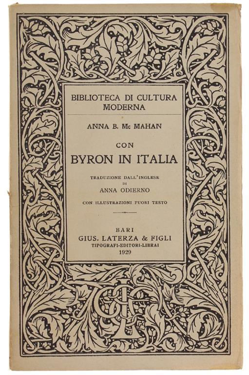 Con Byron In Italia. A Cura Di Anna Odierno Con Illustrazioni Fuori Testo - Anna B. McMahan - copertina