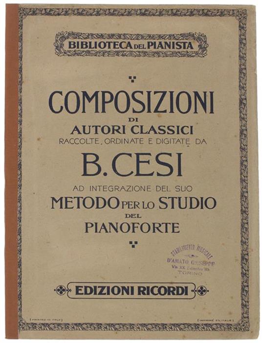 Metodo Per Lo Studio Del Pianoforte. Composizioni Di Gio. Seb. Bach. Libro Iv (Contenuto: Vedi Foto Dell'indice) - Beniamino Cesi - copertina