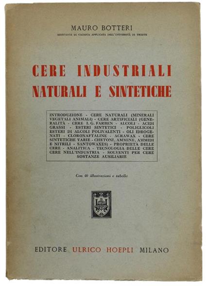 Cere Industriali Naturali E Sintetiche - Mauro Botteri - copertina