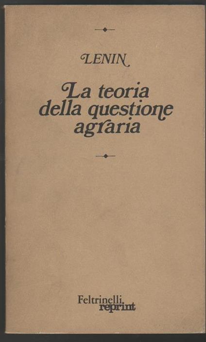 La teoria della questione agraria - Lenin - copertina