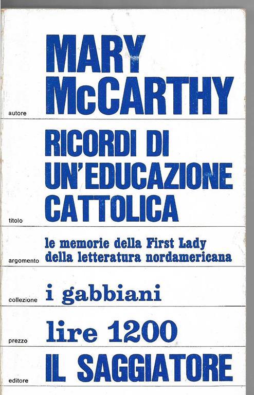 Ricordi di un'educazione cattolica - Mary McCarthy - copertina