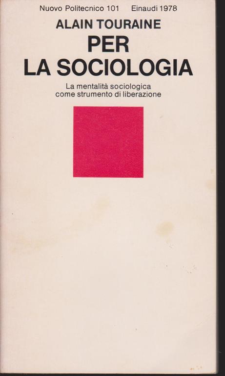 Per la sociologia - Alain Touraine - copertina