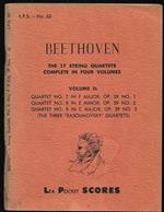 Beethoven The 17 String Quartets complete in four volumes Volume II Quartet no. 7 in F Major, op. 59 no. 1 - no. 8 in E minor, op. 59 no. 2 - no. 9 in C Major, op. 59 no. 3 (The three Rasoumovsky Quartets) Urtext Edition