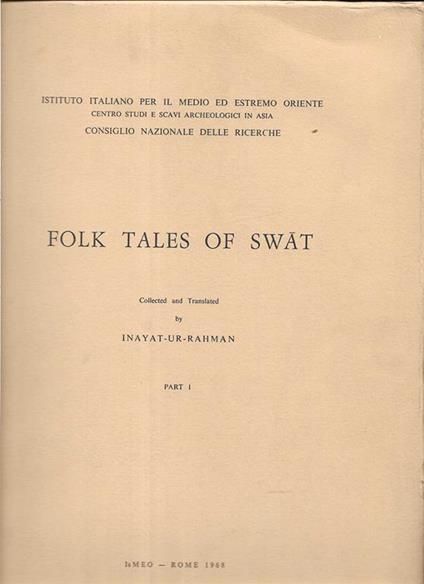 Folk Tales of Swat Collected and translated by Inayat-ur-Rahman Part I - copertina