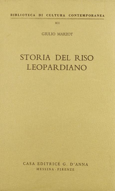 Storia del riso leopardiano - Giulio Marzot - copertina