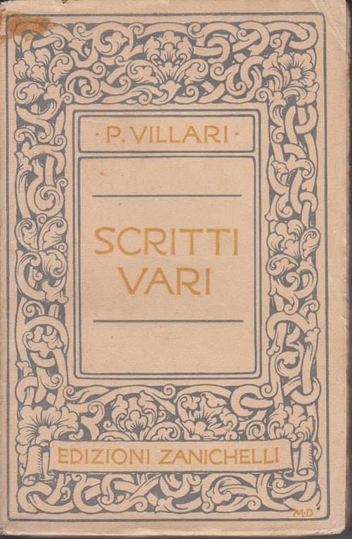 Scritti vari - Pasquale Villari - copertina