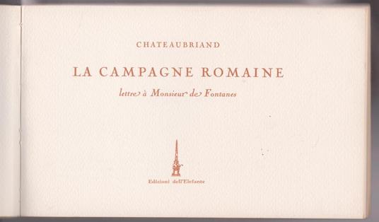 La campagne romaine Lettre a Monsieur de Fontanes - François-René de Chateaubriand - copertina