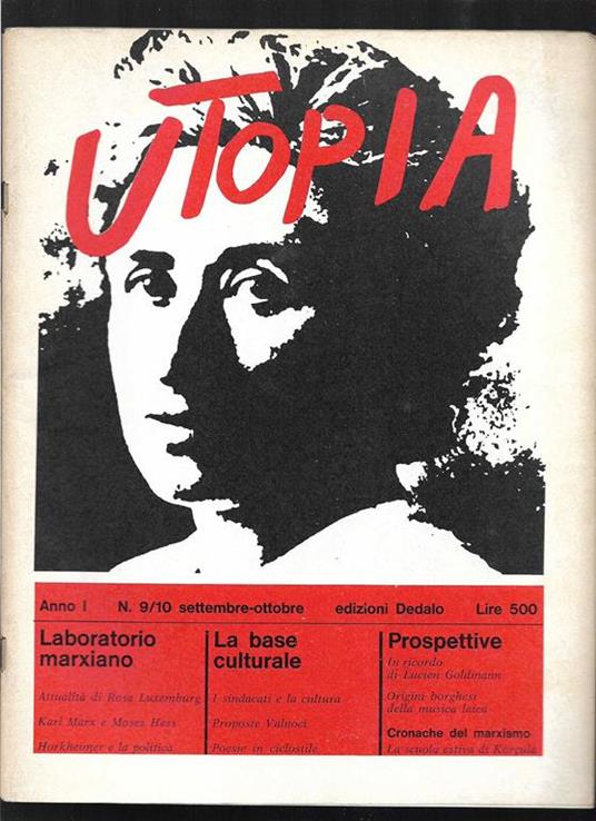 Utopia Diario mensile di problemi di cultura Anno I n. 9/10 settembre-ottobre 1971 - Mario Spinella - copertina