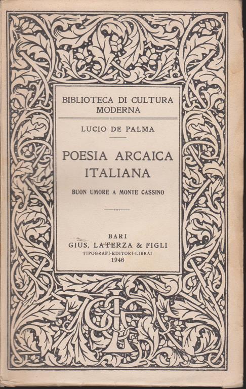 Poesia arcaica italiana Buon umore a Monte Cassino - Lucio De Palma - copertina