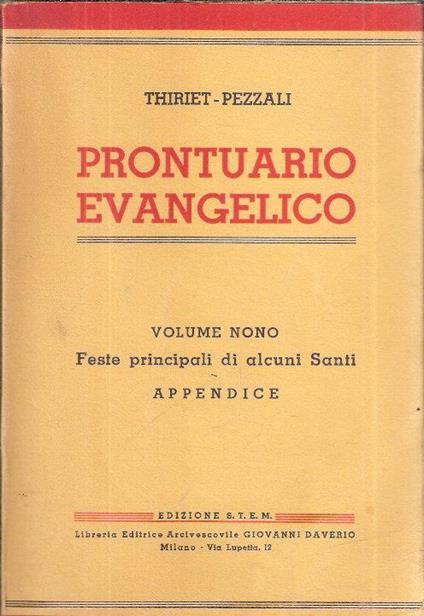 Prontuario Evangelico Di Tutte Le Domeniche E Le Principali Feste - Freddy Thiriet - copertina