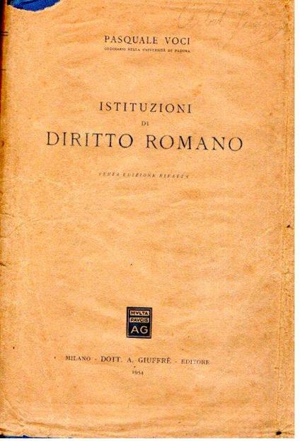 Istituzioni Di Diritto Romano - Pasquale Voci - copertina