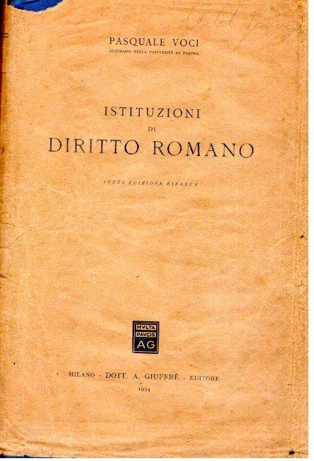 Istituzioni Di Diritto Romano - Pasquale Voci - copertina