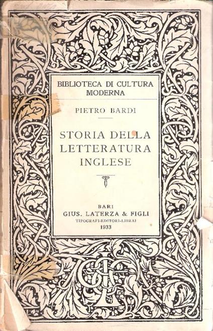 Storia Della Letteratura Inglese - Pietro Bardi - copertina