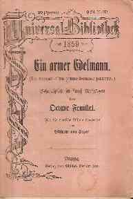 Ein Armer Edelmann. Schauspiel In Funf Aufzugen - Octave Feuillet - copertina