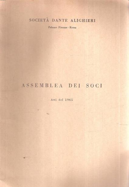 Assemblea Dei Soci - Atti Del 1965 - copertina