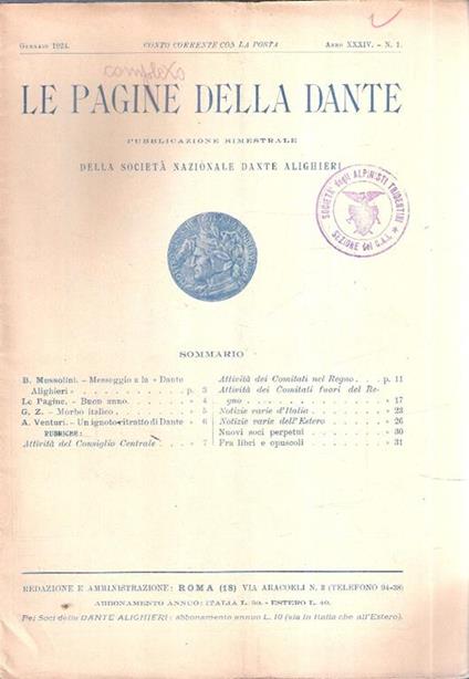 Le Pagine Della Dante Annata Completa 1924 - copertina