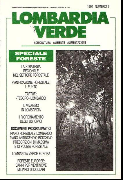 Lombardia Verde Agricoltura Ambiente Alimentazione N. 6/91 - copertina