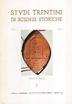 Studi Trentini Di Scienze Storiche 1/87. Sezione Prima - copertina