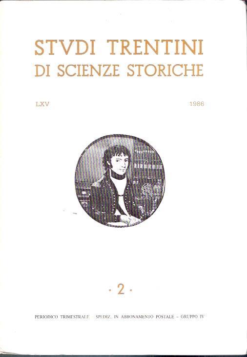 Studi Trentini Di Scienze Storiche 2. Lxv/86 - copertina