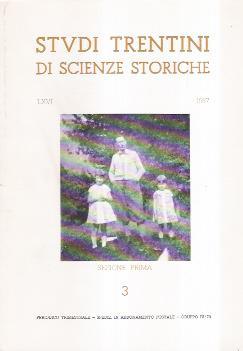 Studi Trentini Di Scienze Storiche 3/87 - Sezione Prima - copertina