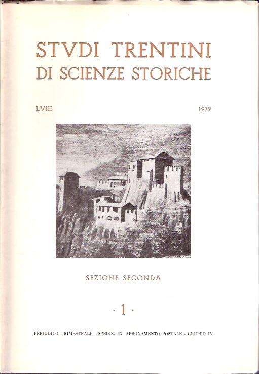 Studi Trentini Di Scienze Storiche Sezione Seconda 1. Lviii/79 - copertina