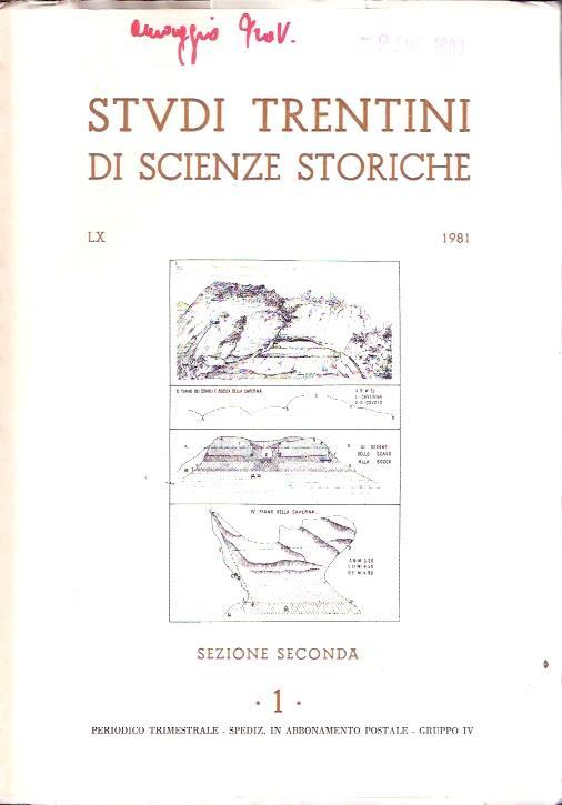 Studi Trentini Di Scienze Storiche Sezione Seconda 1. Lx/81 - copertina