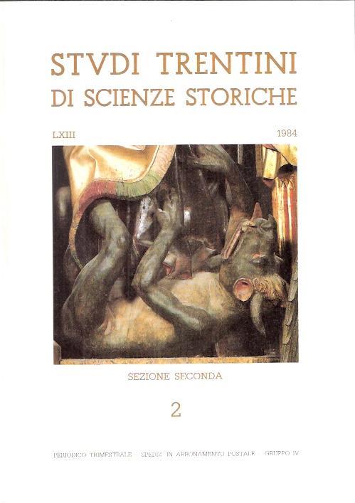 Studi Trentini Di Scienze Storiche Sezione Seconda 2. Lxiii/84 - copertina