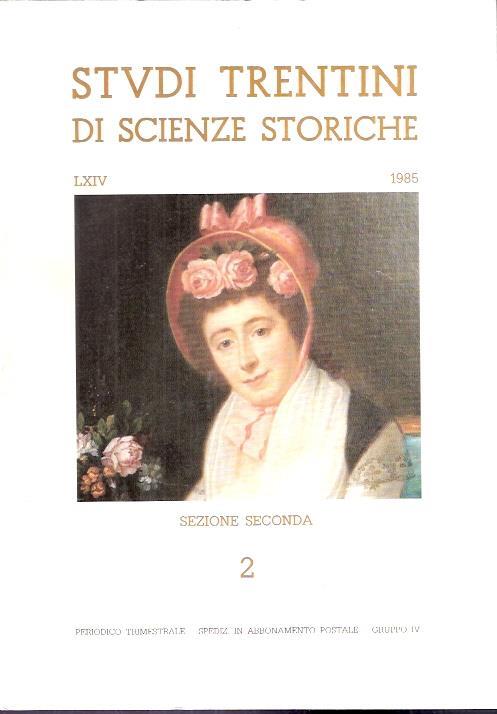 Studi Trentini Di Scienze Storiche Sezione Seconda 2 - Lxiv/85 - copertina