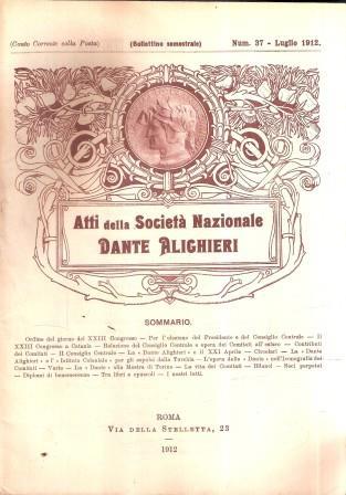 Atti della Società Nazionale Dante Alighierin. 37 1912 - copertina