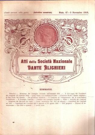 Atti della Società Nazionale Dante Alighieri N. 47 1918 - copertina