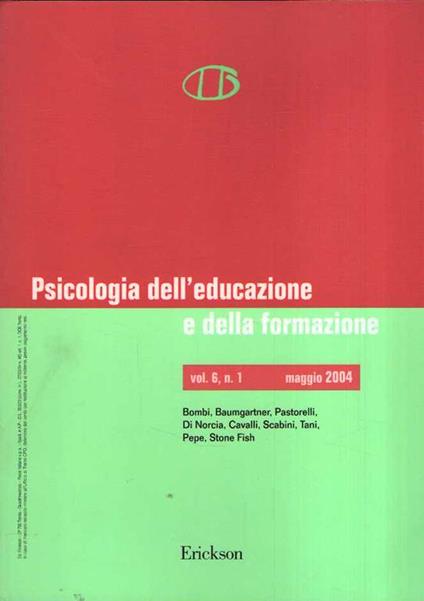 Psicologia Dell'Educazione E Della Formazione Vol. 6 N. 1 - copertina