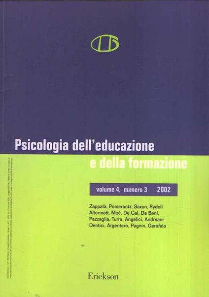Psicologia Dell'Educazione E Della Formazione Vol. 4 N. 3 - copertina