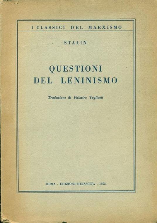 Questioni del lenilismo - Stalin - copertina