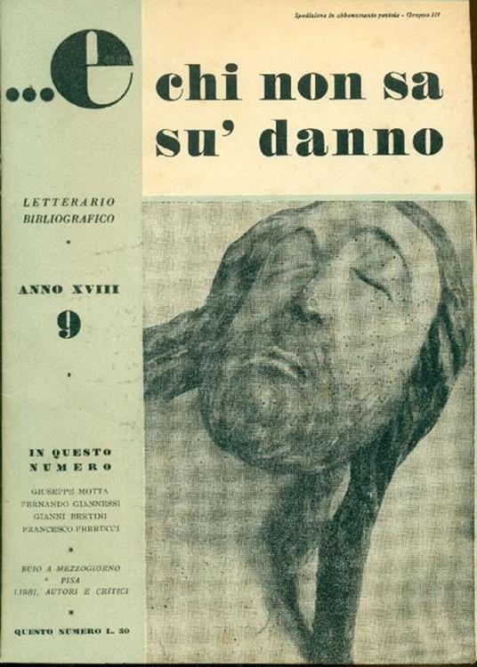 E chi non sa sù danno. Settembre 1949, Anno XVIII, N. 9 - copertina