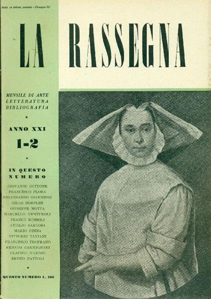 La Rassegna. Gennaio-Febbraio 1952, Anno XXI, N. 1-2 - copertina
