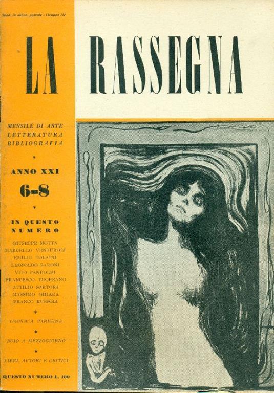 La Rassegna. Giugno-Agosto 1952, Anno XX, N. 6-8 - copertina