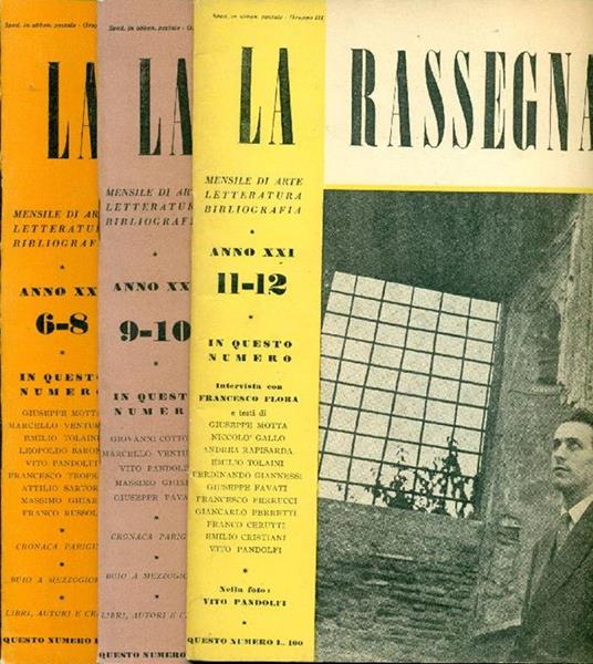 La Rassegna. 1952, Anno XXI. Annata completa - copertina