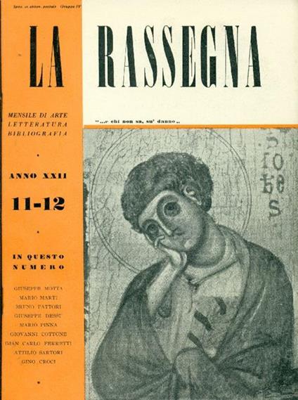 La Rassegna. Novembre-Dicembre 1953, Anno XXII, N. 11-12 - copertina